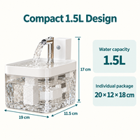 Fontaine à eau automatique pour animaux de compagnie de 1,5 L avec capteur et filtre circulant pour chats et petits chiens