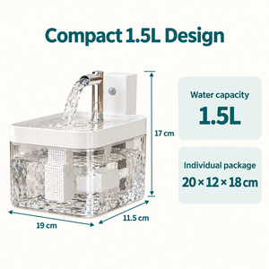 Fontaine à eau automatique pour animaux de compagnie de 1,5 L avec capteur et filtre circulant pour chats et petits chiens - Product Image 6