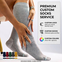 Chaussettes de compression antidérapantes en bambou de haute qualité, respirantes, pour usage quotidien, personnalisables, grises, antidérapantes