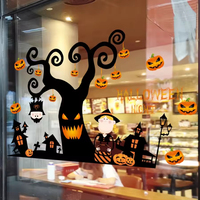 Autocollants statiques réutilisables pour fenêtres d'Halloween, adorables autocollants de citrouille, de fantôme et de chauve-souris pour la décoration de la maison, des magasins et des vitres, décorations de fête d'Halloween