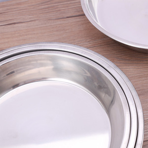 Bandeja Redonda para Hornear de Acero Inoxidable de 28 cm con Fondo Plano Profundo para Uso en Cocina de Hotel, Apta para Lavavajillas - Product Image 3