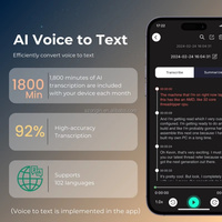 Enregistreur vocal numérique intelligent IA 64 Go en métal magnétique ChatGPT-4o 1800 min pour conférences, application Focase, enregistrement audio en direct