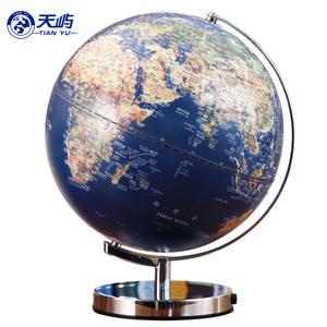 Globe Terrestre Tianyu 32cm avec Base Métallique Bleue, Carte du Monde Illuminée, Design Moderne, en Plastique et Métal, Motif Paysager Rond - Product Image 1