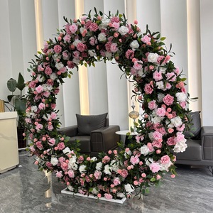 Arche de mariage décorée de fleurs en soie, arche fleurie colorée, arrangement floral pour décoration de mariage - Product Image 6