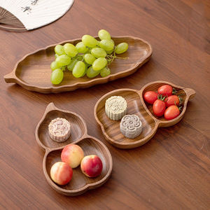 Plateau en bois massif pour fruits, artisanat en bois, plateau de séparation en bois naturel, plateau de rangement à cinq compartiments pour hôtel, plateau à collation, artisanat en bois - Product Image 1