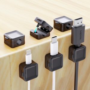 6 Pack clip per cavi in plastica nera regolabile per gestione del cavo Organizer gancio per telefono da scrivania/cavo di ricarica USB/supporto per filo - Product Image 2