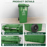 Poubelle mobile à roulettes en plastique HDPE de 240 L pour la collecte et la classification des déchets