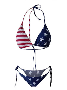 <span class=keywords><strong>Traje</strong></span> de Baño de Dos Piezas para <span class=keywords><strong>Mujer</strong></span>, Bikini con Bandera Estadounidense, <span class=keywords><strong>Traje</strong></span> de Baño Triangular con Tiras Ajustables, Tanga Sexy con Bandera - Product Image 3