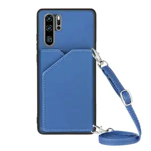 2022 New Card Wallet With Long Rope Crossbody bag Flip Leather Stand Case Cover For Huawei P30 P30 Pro