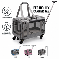 Sac de transport pour chat et chien en tissu Oxford avec maille respirante, rideau enroulable et roues multidirectionnelles 360° – Sac de voyage pour chat pour femme