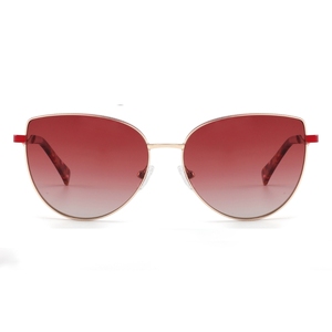 Gafas de sol tipo ojo de gato, montura metálica completa, lentes degradados rojos, 100% protección UV, para mujer adulta - Product Image 1