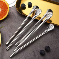 Pailles réutilisables en acier inoxydable, pailles-cuillères en métal, pailles pour Yerba Maté avec filtre-cuillère