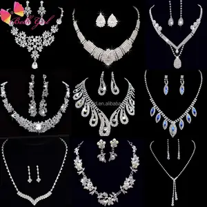 BELLEWORLD, diseño europeo y americano, tarjeta personalizada, accesorios de boda, collar de perlas de imitación de cristal brillante, conjunto de aretes