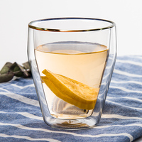 Tasse à café en verre borosilicate à double paroi - Écologique et réutilisable - 240 ml - Tasse à jus, thé, lait pour la rentrée scolaire