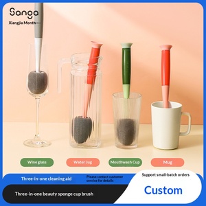 EVEFU Brosse à tasses trois-en-un, brosse à éponge multifonctionnelle à long manche détachable, brosse de nettoyage pour couvercles de tasses, brosse pour sucettes - Product Image 5