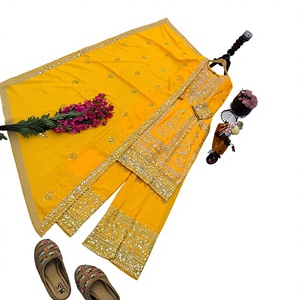 Elegant <b>Green</b> <b>Silk</b> Salwar Kameez With Gold Embroidery Ankle-Length Traditional Wear For Women India Pakistan Wedding - Product Image 4