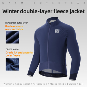 ROCKBROS Maillot de cyclisme surdimensionné Haut chaud coupe-vent pour <span class=keywords><strong>homme</strong></span> Vélo de route <span class=keywords><strong>VTT</strong></span> <span class=keywords><strong>Veste</strong></span> polaire à manches longues pour l'automne et l'hiver - Product Image 2