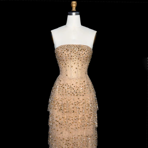 Jancember LSZ720 Abito da Sera Champagne Squisito con Cristalli Luccicanti e Ricami Elaborati, <span class=keywords><strong>Vestito</strong></span> Lungo Scintillante - Product Image 4