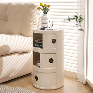 Modern Simple Small <strong>Bedside</strong> <strong>Table</strong> with Storage Cabinet <strong>Narrow</strong> Design for Bedroom Plastic Material - Product Image 2