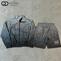 Ensemble de shorts coupe-vent dégradé personnalisé pour homme, veste streetwear à passepoil, short décontracté en nylon à taille élastique, ensemble deux pièces OEM