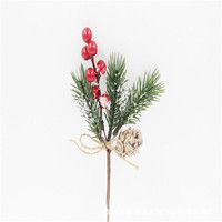Noël Simulation Pin Ruit Branches Flocon De Neige Pin Aiguille Baies Fruits Rouges Branches Décoration Festive Noël