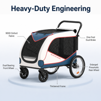 Poussette et chariot pour animaux de compagnie à quatre roues en acier robuste pour animaux de grande taille, chariot pliable portable extra large, capacité de 176 lb