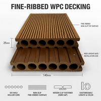 Revêtement de sol extérieur en composite bois-plastique - Utilisation en extérieur dans les jardins - Longueur et couleur personnalisables - Conception emboîtable imperméable
