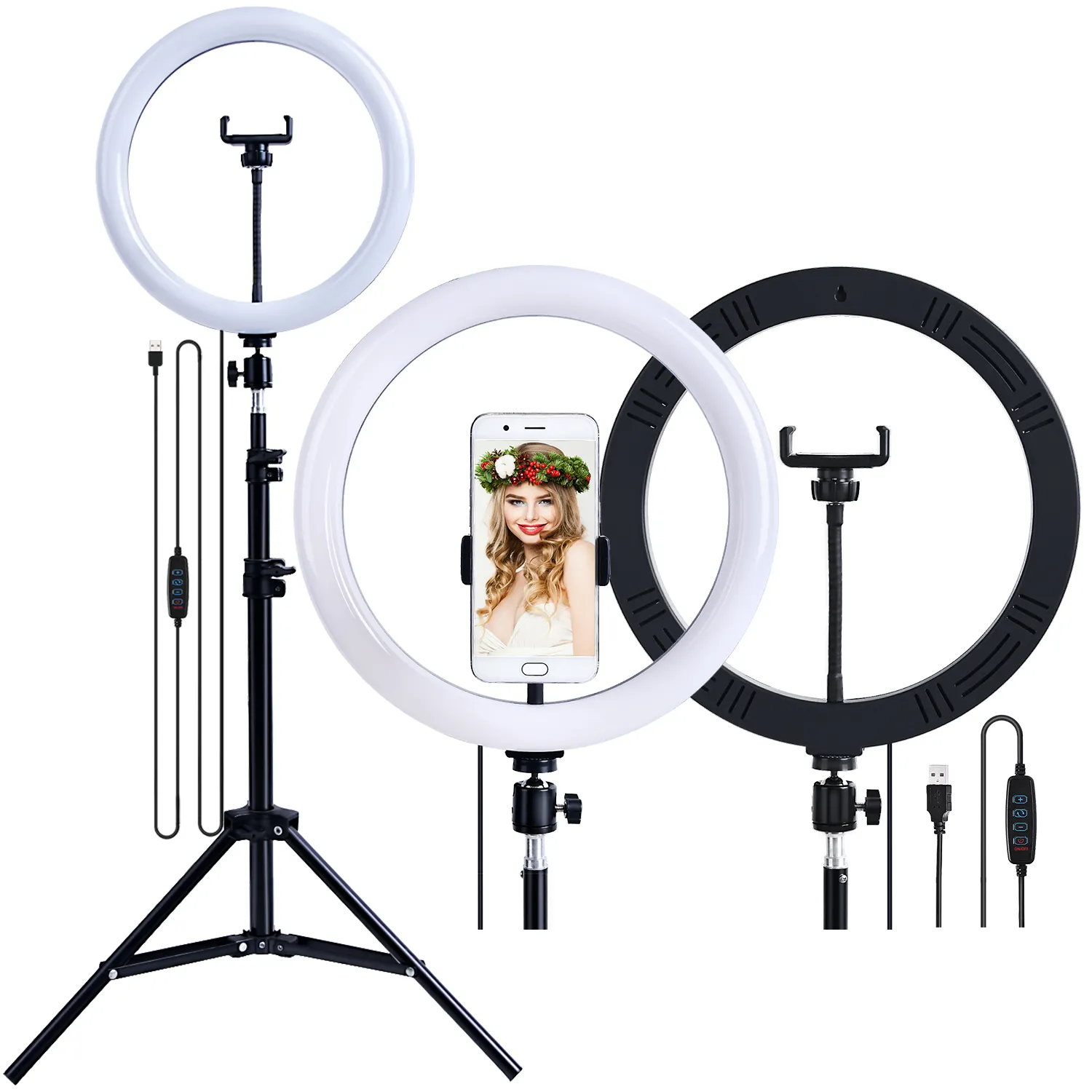Fosoto-Anillo de luz LED de relleno de 10 pulgadas para selfies con soporte de trípode, anillo de luz LED para fotografía de vídeo, sesión de maquillaje para maquillaje TikTok