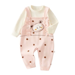 Baby Girls Pink Polka <b>Dot</b> Overalls Set With Cow Print Cotton Romper Autumn Wear Long Sleeve Bodysuit Clothes - Product Image 5