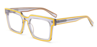 Vente en gros, offre spéciale, montures de lunettes carrées fantaisie haut de gamme en acétate laminé bicolore pour hommes optiques