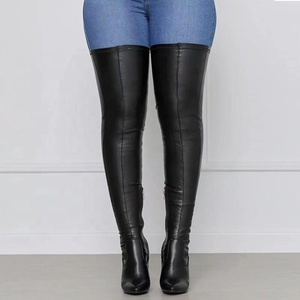 Botas de tacón grueso alto para mujer, elegantes, negras, de invierno, con punta, cómodas, sexys, sencillas, para exteriores - Product Image 3