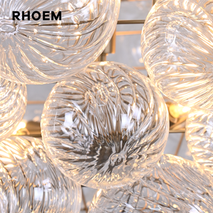 Lustre rond RHOEM Talia en verre soufflé à la main, 110V, hauteur réglable, grand luminaire pour salon - Product Image 6