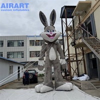 Mascotte gonflable de lapin de dessin animé pour la décoration du festival de Pâques 2026, ballon gonflable de lapins gris