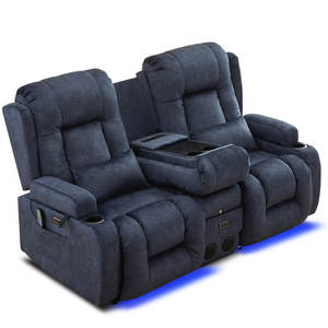 Canapé inclinable électrique avec chaleur et massage, canapé inclinable double 2 places avec ports USB et porte-gobelets - Product Image 3