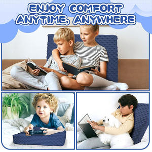Coussin <span class=keywords><strong>de</strong></span> soutien ergonomique pour enfants en mousse à mémoire <span class=keywords><strong>de</strong></span> forme bleu marine, respirant, lavable, pour la lecture, les jeux et la télévision (8568) - Product Image 4