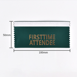 Custom Horizontal Stackable Promotion School Convention Name <strong>Red</strong> Badges <strong>Ribbon</strong> with Adhesive Strip - Product Image 4