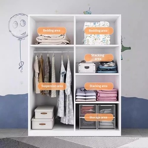 Armario de Bambú Resistente a la Humedad para Dormitorio, Moderno, Simple, Económico, con Puerta Corredera, Combinación de Armario - Product Image 2