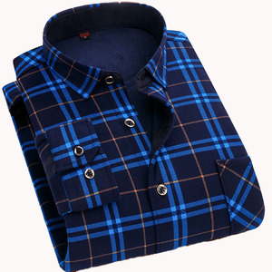 Camicia da uomo invernale calda in pile <span class=keywords><strong>a</strong></span> manica lunga con bottone con risvolto <span class=keywords><strong>a</strong></span> colletto all'ingrosso - Product Image 4