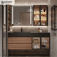 Meuble de salle de bain élégant Buildgres avec miroir en marbre, meuble-lavabo pour salle de bain