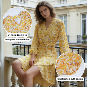 Abito da Sera in Chiffon di Seta-Lino 13 MM con Stampa Personalizzata, Elegante Outfit da Festa per Donne, <span class=keywords><strong>Abbigliamento</strong></span> di Lusso di Alta Moda - Product Image 4