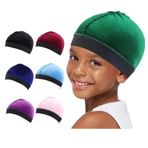 Topi Beludru Bayi Elastis Topi Gelombang Durags Anak-anak Penutup Kepala Kustom Topi Kubah Durag Penutup Rambut Topi Wig Turban