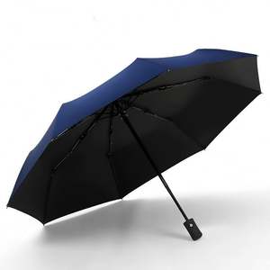 Parapluie pliant automatique promotionnel personnalisé avec logo, grand format, en vinyle UV noir avec sangle de suspension, idéal pour cadeau d'entreprise - Product Image 5