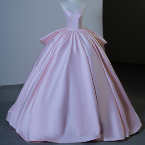 Robes de soirée bouffantes personnalisées en satin pailleté rose avec col cœur pour femme Sfy06 - Product Image 2