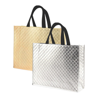 Sac de courses de luxe laminé or et argent, grand format, de haute qualité, écologique, recyclable, en non-tissé, pour la couture automobile – Meilleures ventes