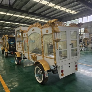 Modern Design Coffin Cart Antique Electric Funeral Vehicle Hearse Cart White Electric Luxury Hearse with Sculpture - Product Image 5