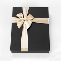 Boîte en carton personnalisée de luxe noir avec couvercle du ciel et de la terre, avec nœud cadeau, boîte rigide, impression de LOGO, boîte d'emballage créative