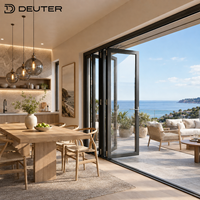 Puertas Plegables de Aluminio para Villa Costera, Puertas de Vidrio con Rotura de Puente Térmico, Bajo Consumo, Impermeables, para Interiores y Exteriores, Puerta Plegable Tipo Acordeón para Balcón y Patio