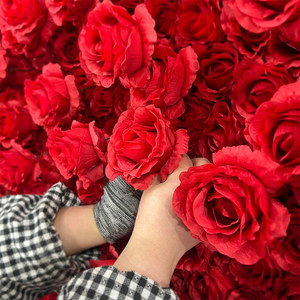 <strong>Customized</strong> 3D Roll-Up <strong>Artificial</strong> Silk Red <strong>Peony</strong> and Rose Flower Wall Backdrop for Wedding and Christmas Decorations - Product Image 3