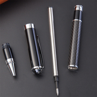 Stylo à bille en fibre de carbone JR Metal Logo personnalisé Stylo promotionnel sportif d'affaires Respectueux de l'environnement Bleu/Noir 30g 0,5mm