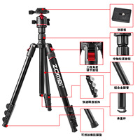 Trípode Profesional de Aluminio ZOMEI para Fotografía, Retráctil, Multifuncional, Impermeable, con Anillo de Luz, Caja de Luz para Fotos, Micro